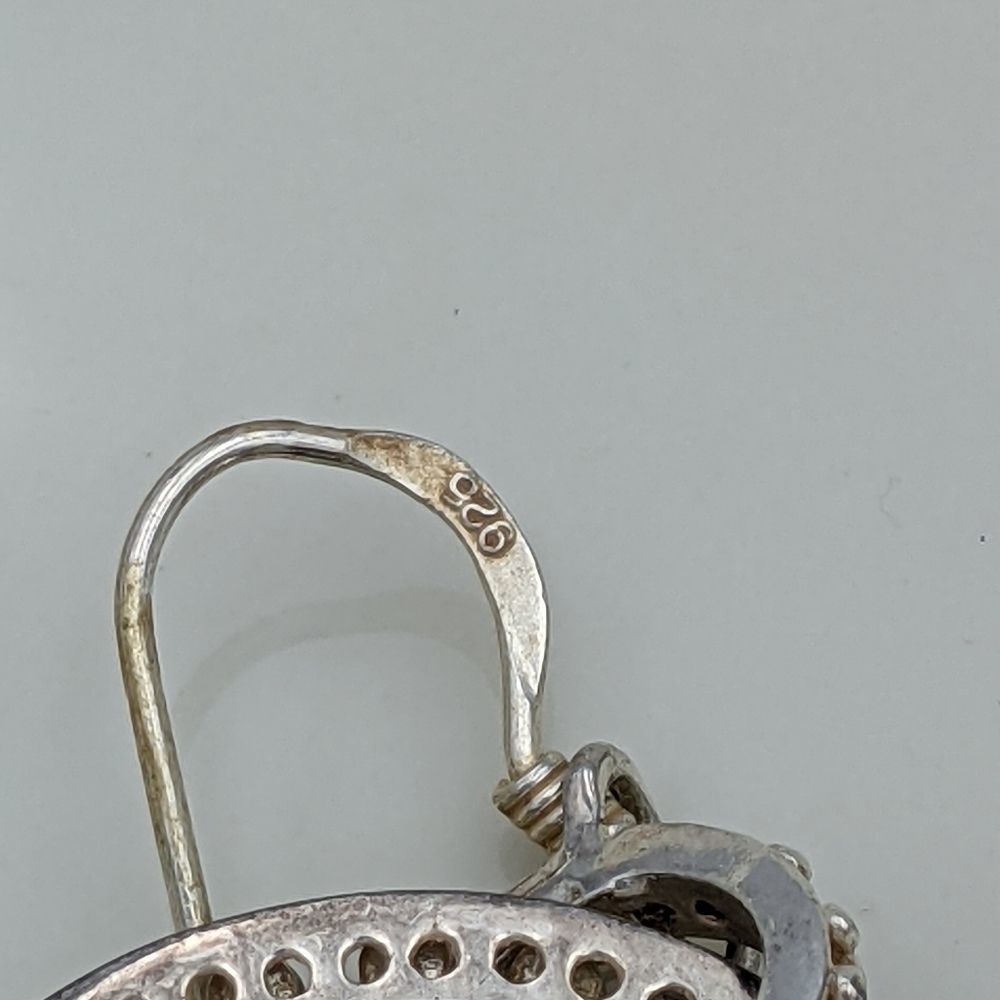 Sterling Silver 925 Double Circle Drop Earrings - image 3